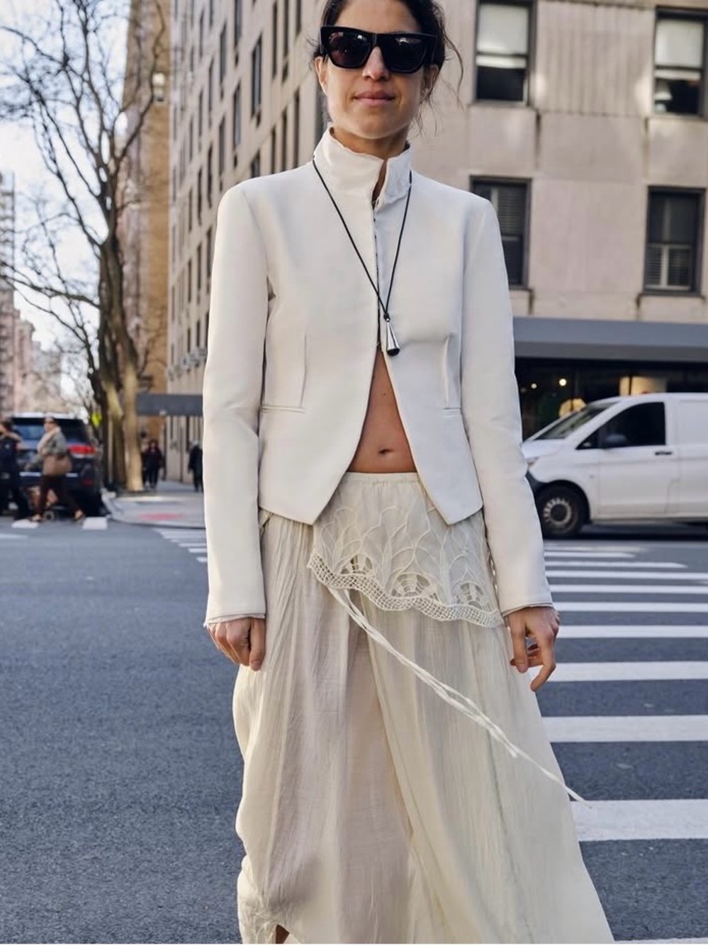 NWOT Zara ecru tailored blazer Leandra Medine edit M